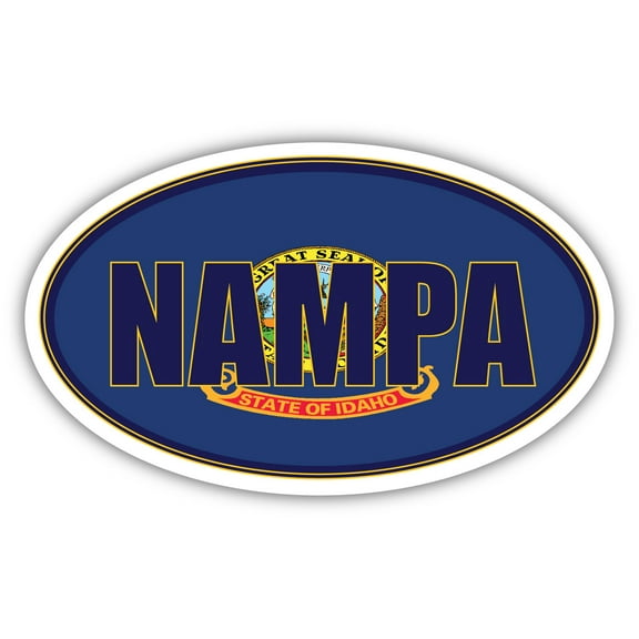 Nampa City Idaho State Flag | ID Flag Canyon County Oval State Colors Bumper Sticker Car Decal 3x5 inches