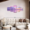 thumbnail image 2 of Elephant Stock Cotton Candy Beach Sunrise Wall Art - Horizontal Multi Panel Canvas - Living Room Wall Decor - Beach Multi Panel - Purple And Pink Decor - 74" x 34", 2 of 8