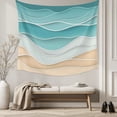 thumbnail image 5 of Turquoise Large Tapestry for Bedroom Wall Hanging Tapestry, Ocean Wave Stripes Modern Abstract Beach Ceiling Backdrop Tapestries Poster Blanket Wall Decor for Teens Room Living Room Dorm 100" x 59", 5 of 8