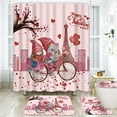 thumbnail image 4 of YiBai Love Valentine's Day Shower Curtain Four-piece Set Shower Curtain Four-piece Set Polyester Waterproof Bathroom Partition Curtain Toilet Mat, D, 4 of 6