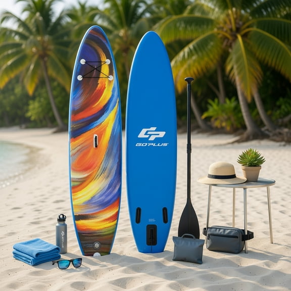 Topcobe Inflatable Stand Up Paddle Board with Backpack Aluminum Paddle Pump, Outdoor Sports Equipment/Accessories-L