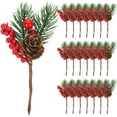 thumbnail image 1 of 10 Uds. De ramas falsas de Navidad, decoración de pino de fruta roja Artificial, decoración navideña, 1 of 5