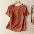 thumbnail image 4 of Summer Tops for Women Pleated Cotton Linen Tops Solid Color Shirts Blouses And Tees, 4 of 6
