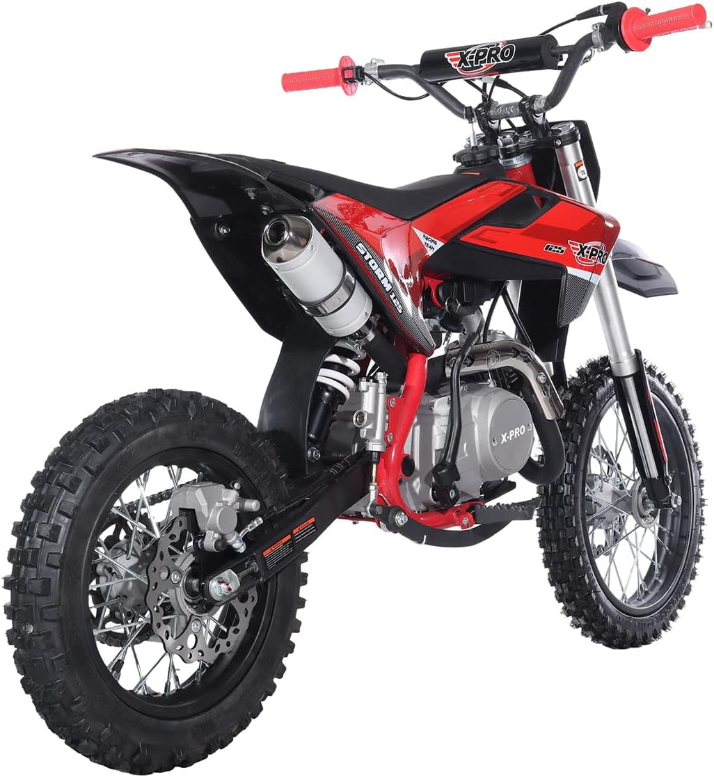 X-Pro Brand New Storm 125cc Dirt Bike with 4-Speed Manual Transmission, Kick Start, Big 14"/12" Tires!