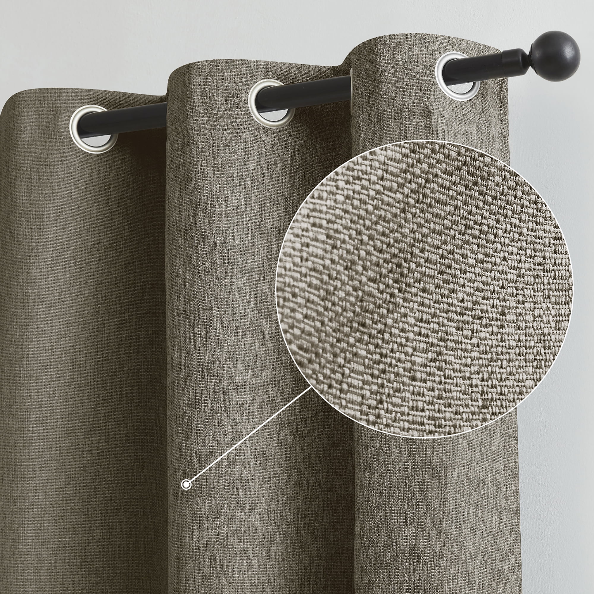 Exultantex Blackout Linen Curtains for Living Room,Grommet Top Energy Efficient 40 x 84 Long Drapes,2 Panels,Brown