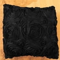 thumbnail image 2 of Satin Rosette Decorative Throw Pillow/Sham Cushion Cover Black, 2 of 3