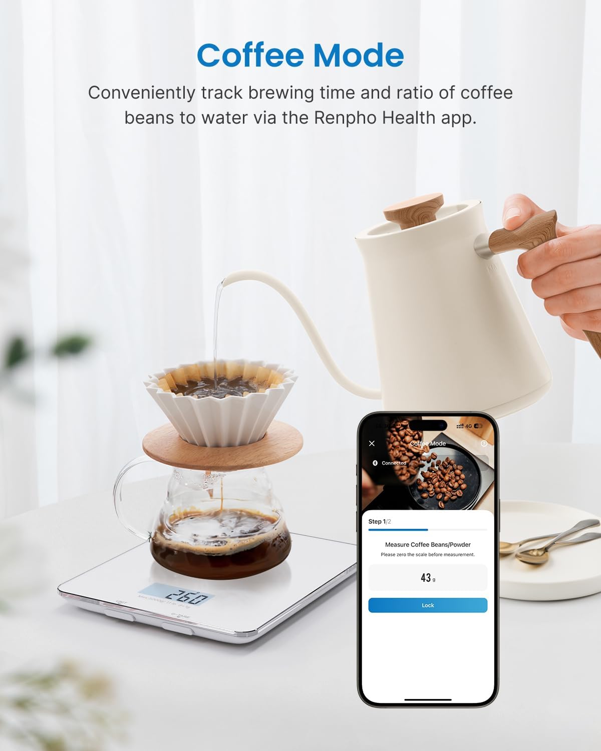 RENPHO Bluetooth Food Scale with App, White photo 6