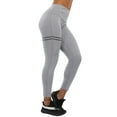 thumbnail image 4 of QAFOPEH Women Solid Color Stripe High Waisted Leggings Butt Lift Yoga Pants, 4 of 5