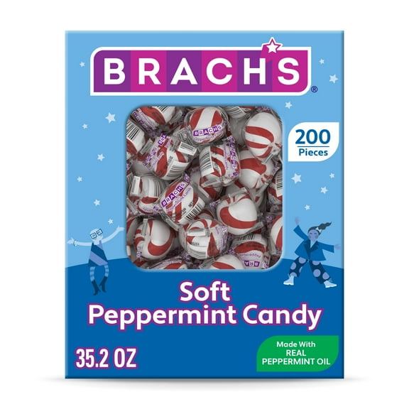 Brach's Soft Peppermint Candy, Individually Wrapped Pieces, 35.2 oz Carton (200 Count)