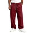 thumbnail image 2 of Nestiefly Men's Baggy Sweatpants Athletic Loose Wide Leg Elastic Waist Lounge Relaxed Open Bottom Joggers Pants with Pockets 2026 Wine 4XL, 2 of 7