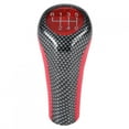 thumbnail image 3 of PU Leather Gear Shift Head, 6 Speed Red & Carbon Fiber Gear Shift Knob, For Auto Car, 3 of 8