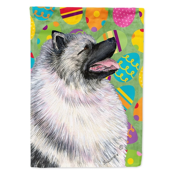 Keeshond Easter Eggtravaganza Garden Flag