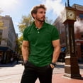 thumbnail image 5 of Qwertyu Men's Polo Shirts 2026 Short Sleeve Casual Polo T Shirt Color Block Slim Fit Golf Shirts with Pocket Dark Green 3XL, 5 of 5