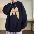 thumbnail image 5 of Sudadera con capucha y cuello redondo con gráfico blanco para hombre, sin capucha, cuello redondo, estilo hip hop, ropa para hombre, jersey sencillo, holgado, de lujo, para otoño, 5 of 5