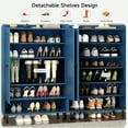 thumbnail image 5 of Shoe Cabinet with Cross Molding Doors, 6-Tier Shoe Storage Cabinet with 3 Adjustable Shelves and Metal Legs, 45'' Tall Shoes Rack Organizer Cabinet for Entryway, Front Door, Blue, 5 of 8
