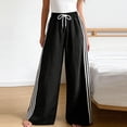 thumbnail image 2 of Women's Y2K Wide Leg Pants Striped Track Elastic Waist Long Sweatpants Parachute Pants,M, 2 of 4