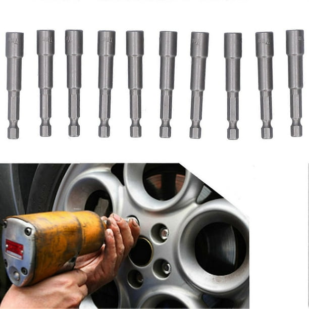 10 Piece Hex Socket Set with 7mm Powerful Magnetic Electric Screwdriver Bits