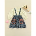 thumbnail image 2 of Gureui 3-8Y Toddler Kids Girls Clothes Long Ruffle Puff Sleeve Shirt Tops and Floral Print Suspender Skirt Outfit Set, 2 of 7