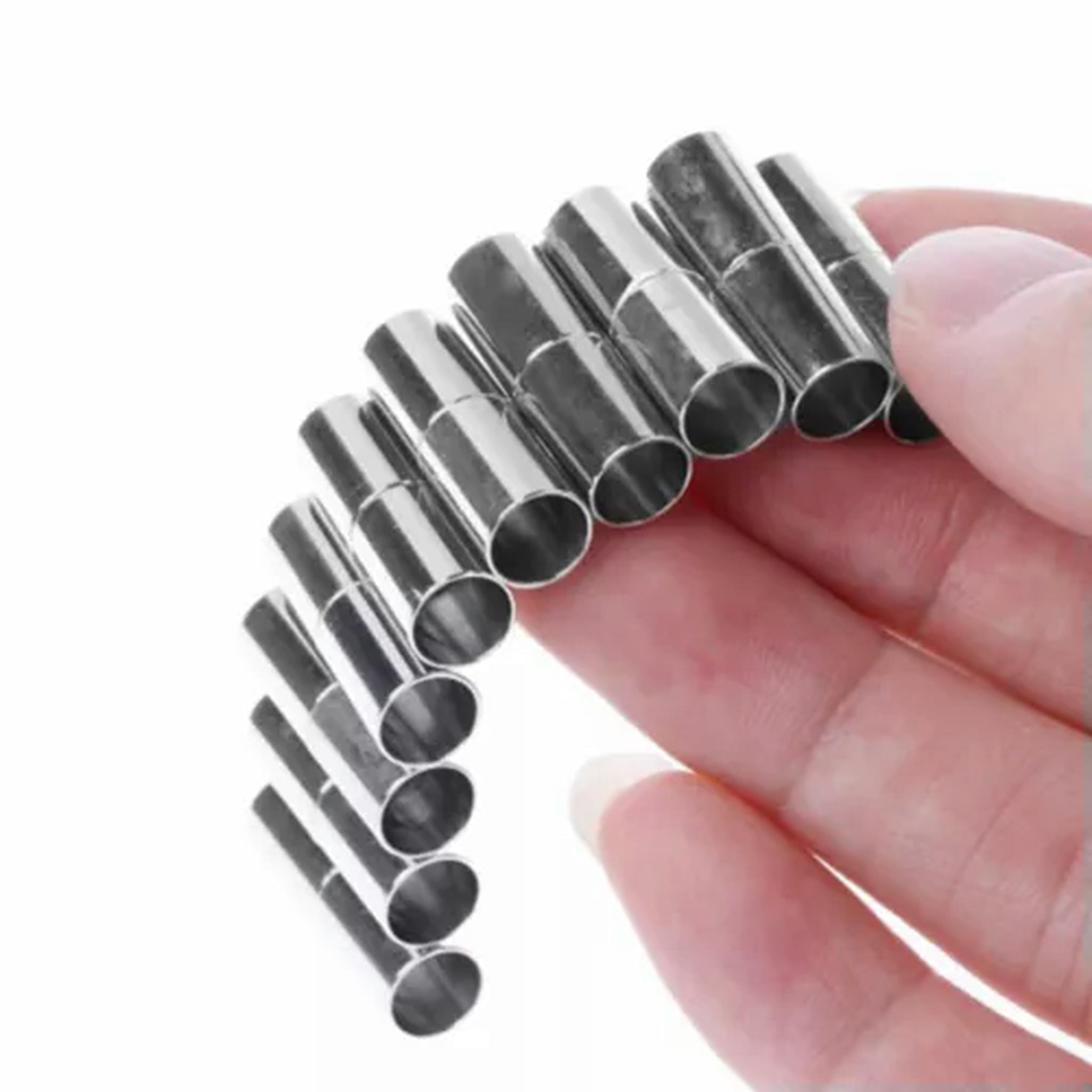 U8MO 50 Silver Bracelet Necklace Cylinder Magnetic Clasps End Caps Fit 3mm-6mm Cord-6mm