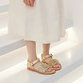 thumbnail image 6 of DADAWEN Toddler Girls Sandals Flats Open Toe Two Strap hook&loop Dress Sandals Gold 3 Little Kid, 6 of 7