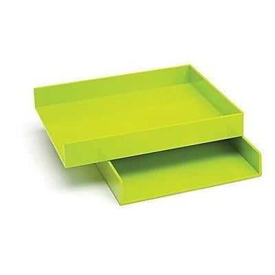 4 x A4 Stackable Letter Tray Lime Green 