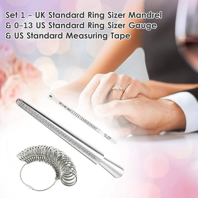 Metal Ring Sizer Gauge Mandrel Finger Sizing Measure Stick