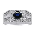 thumbnail image 1 of RYLOS Men's Rings Sterling Silver Designer Starburst 7MM Round Gemstone & Diamond Ring Sapphire September Birthstone Size 11, 1 of 7