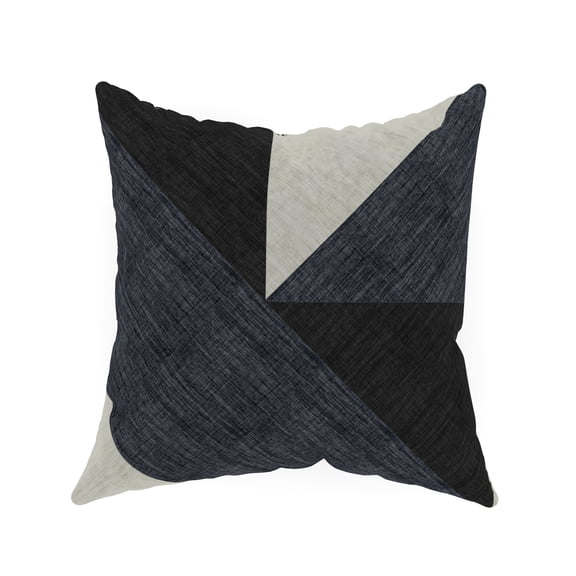 Decorative Throw Pillow Cover, 18” x 18”, Black and Gray, Textural Triangle Pattern on Poly Chenille Fabric Creating an Effortlessly Modern Sense of Style for Living Room, Bed, and Sofa