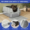 thumbnail image 3 of ModFusion Leakproof Cat Litter Box with Anti-Slip Mat, Scoop Holder & Stainless Steel Design – Light Gray, Snug-Fit for Cats and Kittens, 3 of 10