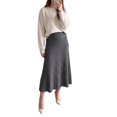 thumbnail image 2 of INSPIRE CHIC Womens Knit Skirt Pleated High Waist A Line Flared Elegant Casual Stretchy Winter Maxi Sweater Skirts Large Gray, 2 of 4