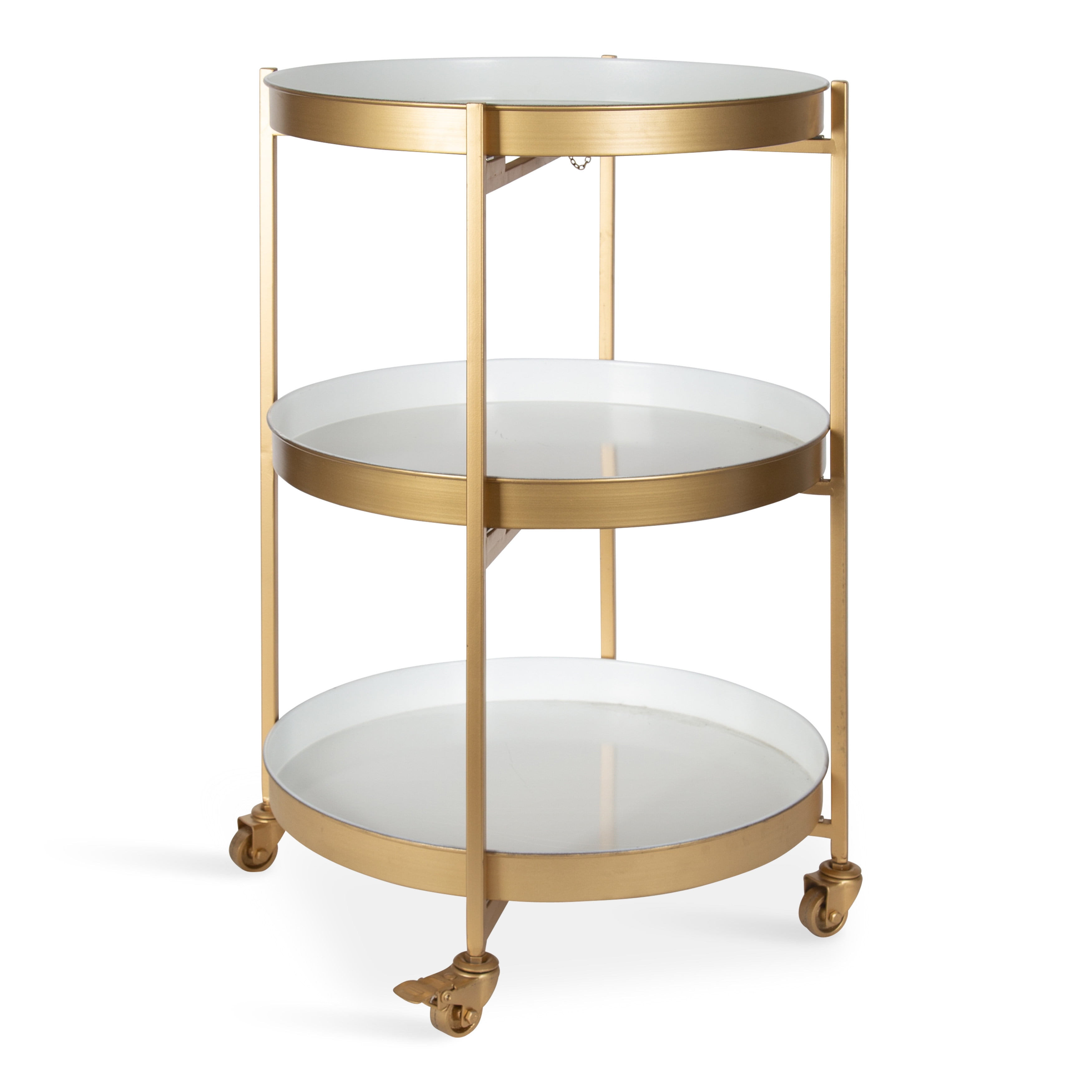 Kate and Laurel Celia Modern Glam 3Tier Metal Tray Bar Cart, 18.5 x 18
