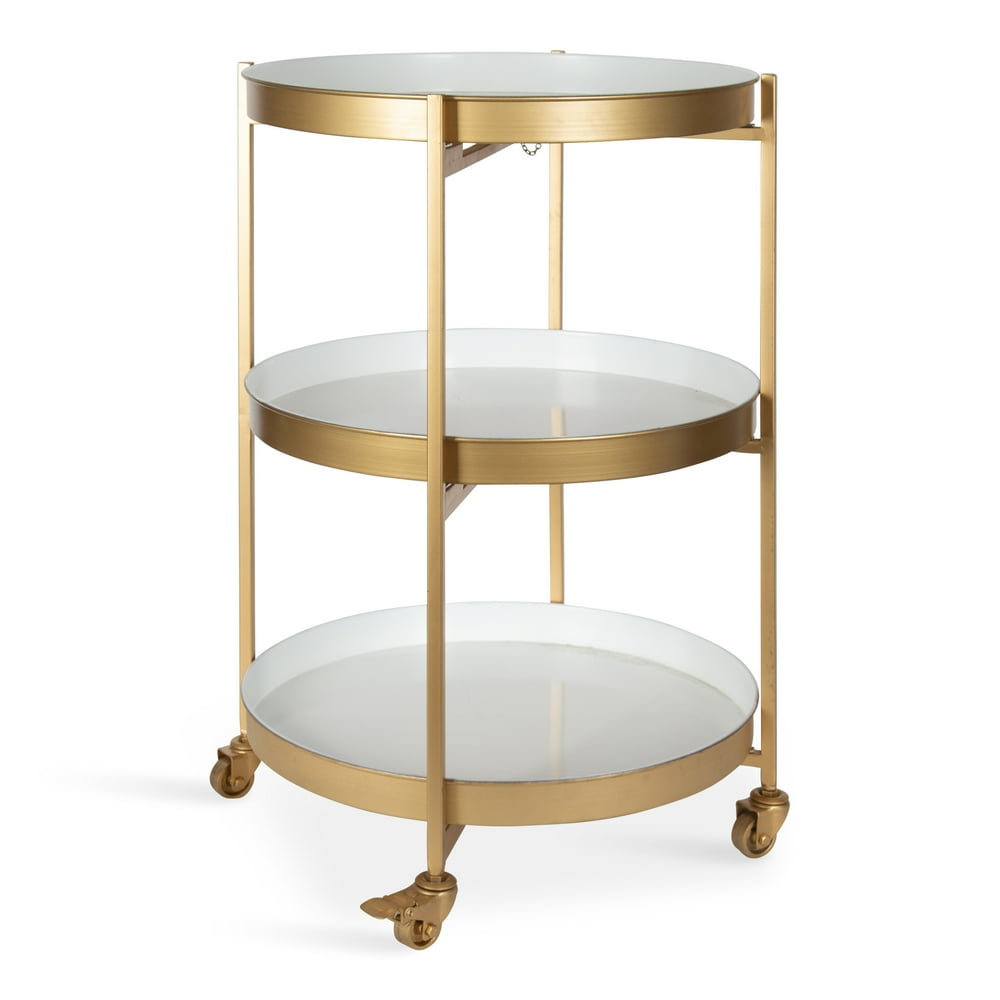 Kate and Laurel Celia Modern Glam 3-Tier Metal Tray Bar Cart, 18.5 x 18 ...