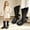 Black, variant on Girls Winter Fleece Lined Mid Calf Boots Solid Color Sweet Bow Heart Polka Dot Side Zipper Pu Leather Warm Fashion Boots for Little and Big Kids White