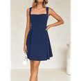 thumbnail image 7 of Womens 2025 Mini Sleeveless Dress Backless Tie Square Neck Short Party Dress Navy Blue L, 7 of 7