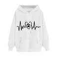 thumbnail image 2 of PNTUTB Fashion Women's Valentine's Day Graphic Long Sleeve Casual Loose Pullover Hooded Drawstring Sweatshirts with Pocket, 2 of 6