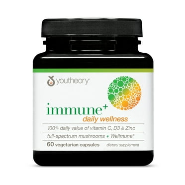 Youtheory Immune  Daily Wellness with Vitamin C, D3 & Zinc Vegetarian Capsules, 60 ct