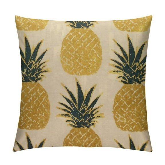 Shiartex  Pineapple Throw Pillow,Seamless Summer Gold Pineapple On White  Pillowcases Decorative Cushion Cover Square Pillow Cover 12x12in