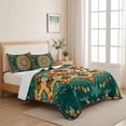thumbnail image 5 of Twin Quilt Set 68''x86'', Boho Flower Lightweight Summer Bedspread Coverlet Set with 2 Pillow Shams, Yellow Green Bohemian Colorful Medallion Breathable All Season Quilt Bedding for Dorm/Bedroom, 5 of 9