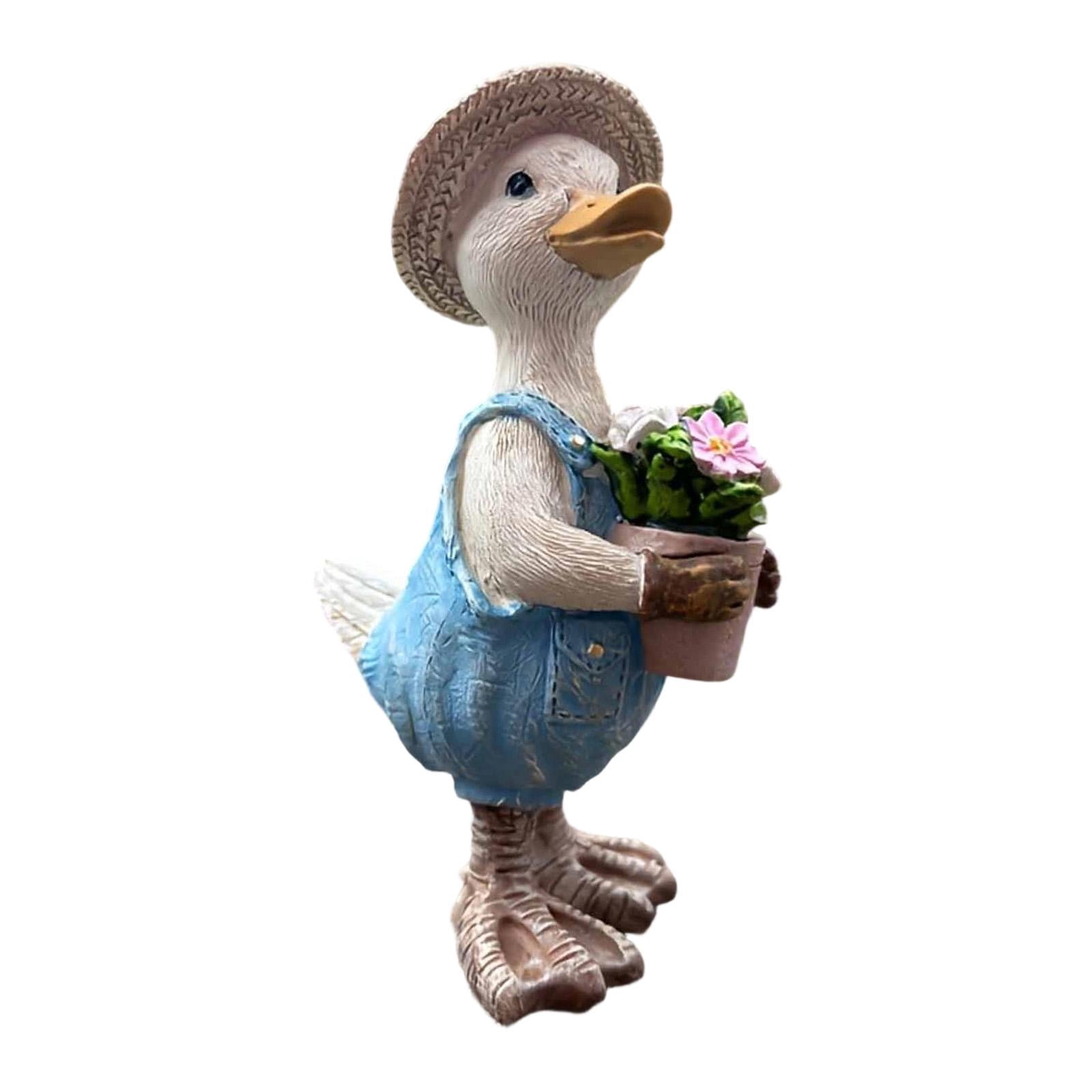 Nishiyuenyi Garden Miniature Figurine Animal Sculpture Desktop Bedroom Porch Duck Statue with Pot