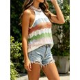 thumbnail image 2 of Sleeveless Colorful Striped Block Halter Neck Women Knit Tank Tops, 2 of 6