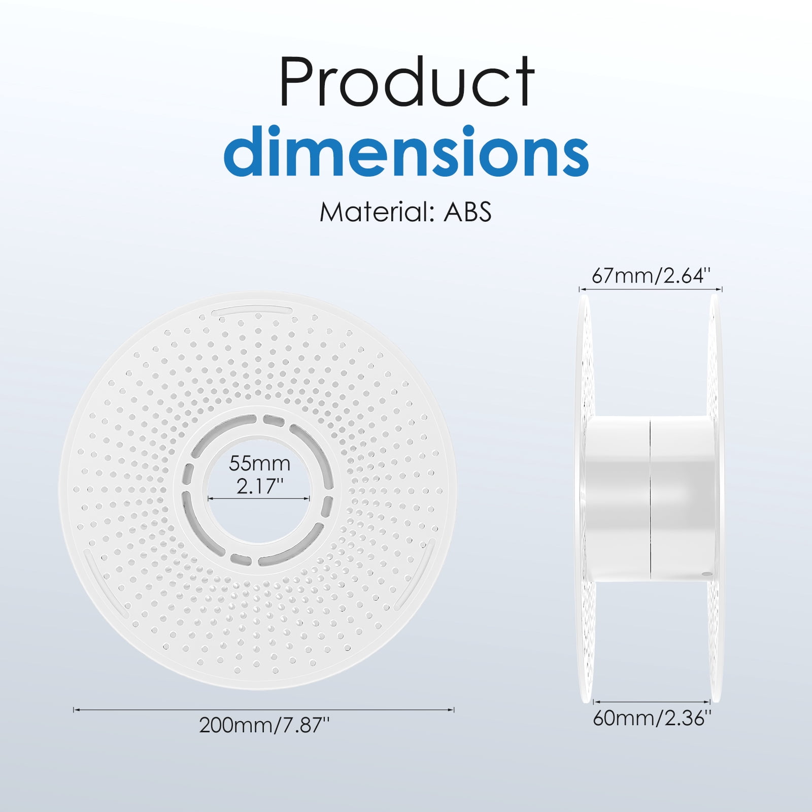 Reusable 3D Printer Filament Spool for Bambu Lab P1S P1P A1 X1C - 2Pcs ABS Filament Reel Holder for PLA PETG TPU - Empty Refillable Spool Replacement, 1kg Capacity