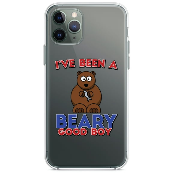 DistinctInk Clear Shockproof Hybrid Case for iPhone 11 Pro MAX (6.5" Screen) - TPU Bumper Acrylic Back Tempered Glass Screen Protector - I've Been A Beary Good Boy
