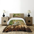 thumbnail image 4 of Ambesonne Zoo Quilted Bedspread Set 2 Pcs, Jaguar on Wood Wild Feline, Twin Size, Green Yellow Brown, 4 of 5