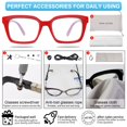 thumbnail image 7 of MARE AZZURO Square Reading Glasses 3.0 Women Trendy Large Readers 1.0 1.25 1.5 1.75 2.0 2.25 2.5 2.75 3.0 3.5 4.0 5.0 6.0 (Red, 3.00) Polycarbonate Lens, 7 of 7
