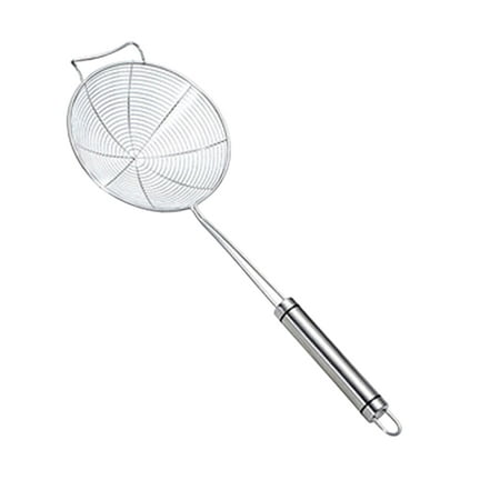 

Hemoton Skimmer Spoon Fry Oil Mesh Strainer Spider Stainless Steel Large Fat Fish Round Slotted Ladle Deep Wire Basket Fine Grease Stir with Long Handle and Hook