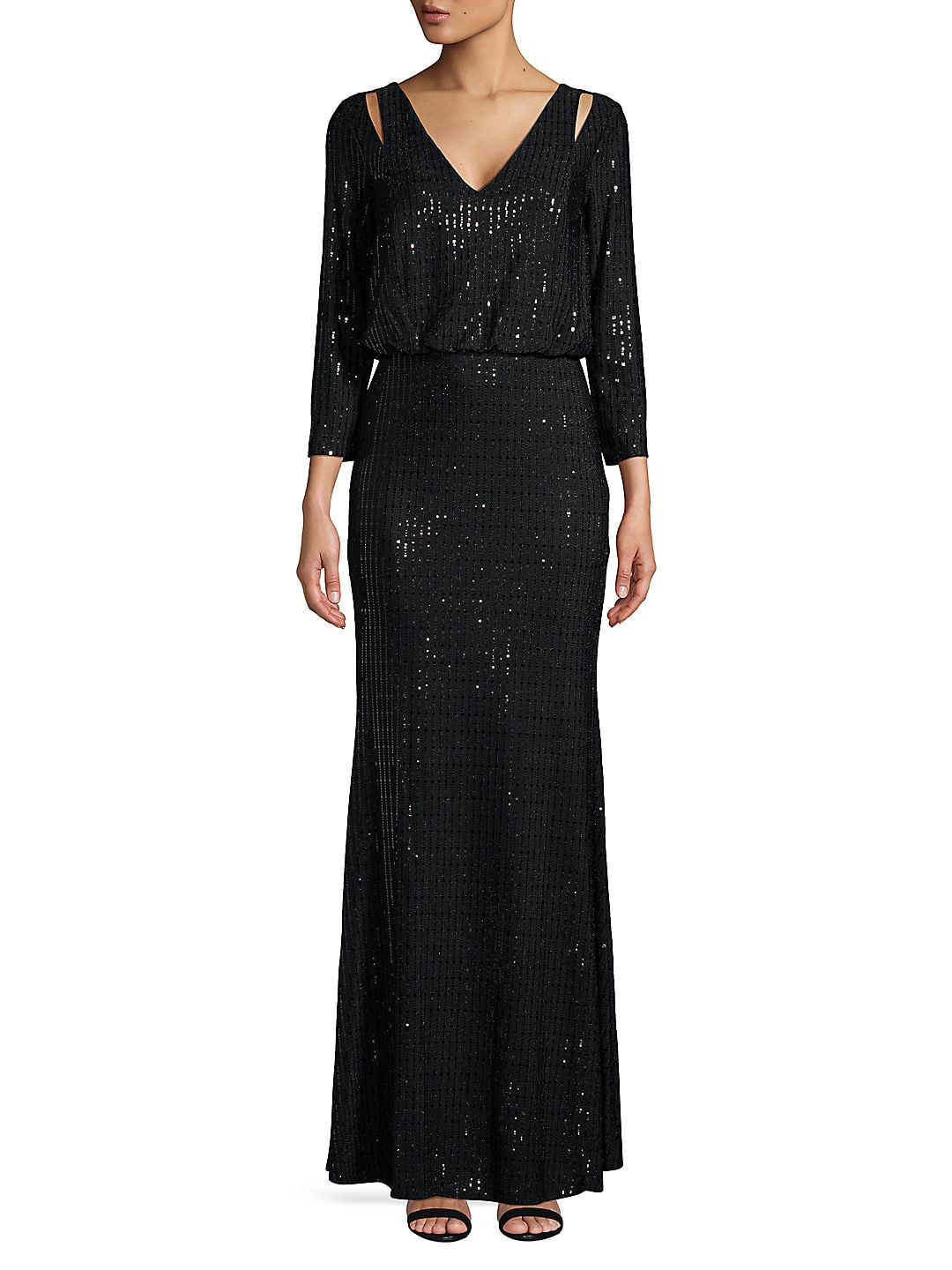 calvin klein sequined cutout blouson gown