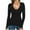Black, variant on Srogem Womens Long Sleeve Shirts Tops Deep V Neck Ribbed Knit Fall Casual Slim Fit Basic Sexy T-Shirt