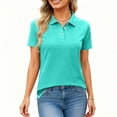 thumbnail image 5 of BOMYJESK Womens Polo Shirts Short Sleeve Collared Tops Button Down Golf Polo Shirts Casual Work Basic Tees Tops 2026 V Neck Blouses Turquoise M, 5 of 5