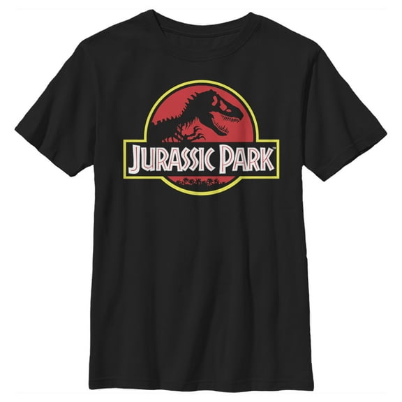 Boy's Jurassic Park T Rex Logo Graphic Tee Black Large