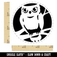 thumbnail image 2 of Wise Old Owl Sitting on Branch Self-Inking Rubber Stamp Ink Stamper - Green Ink - Small 3/4 Inch, 2 of 7